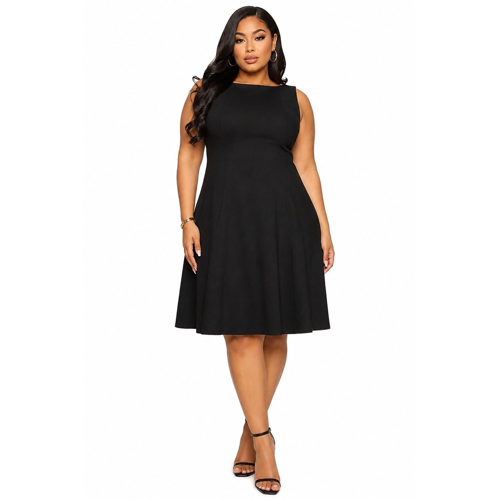 Montgomery Post Mattie Ponte Aline Dress Black Sleeveless Plus Size 2X NWT